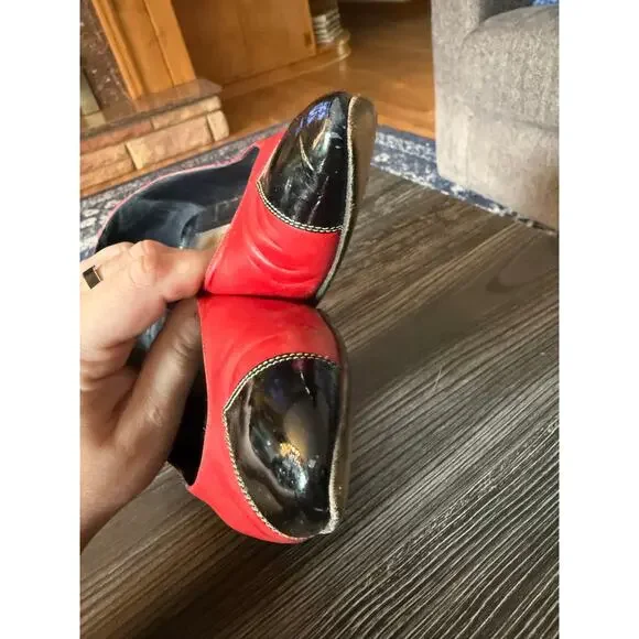 Vintage Christian Dior Tuxedo Ruby Red & Black Pumps Sz. 7.5 - Picture 3 of 11